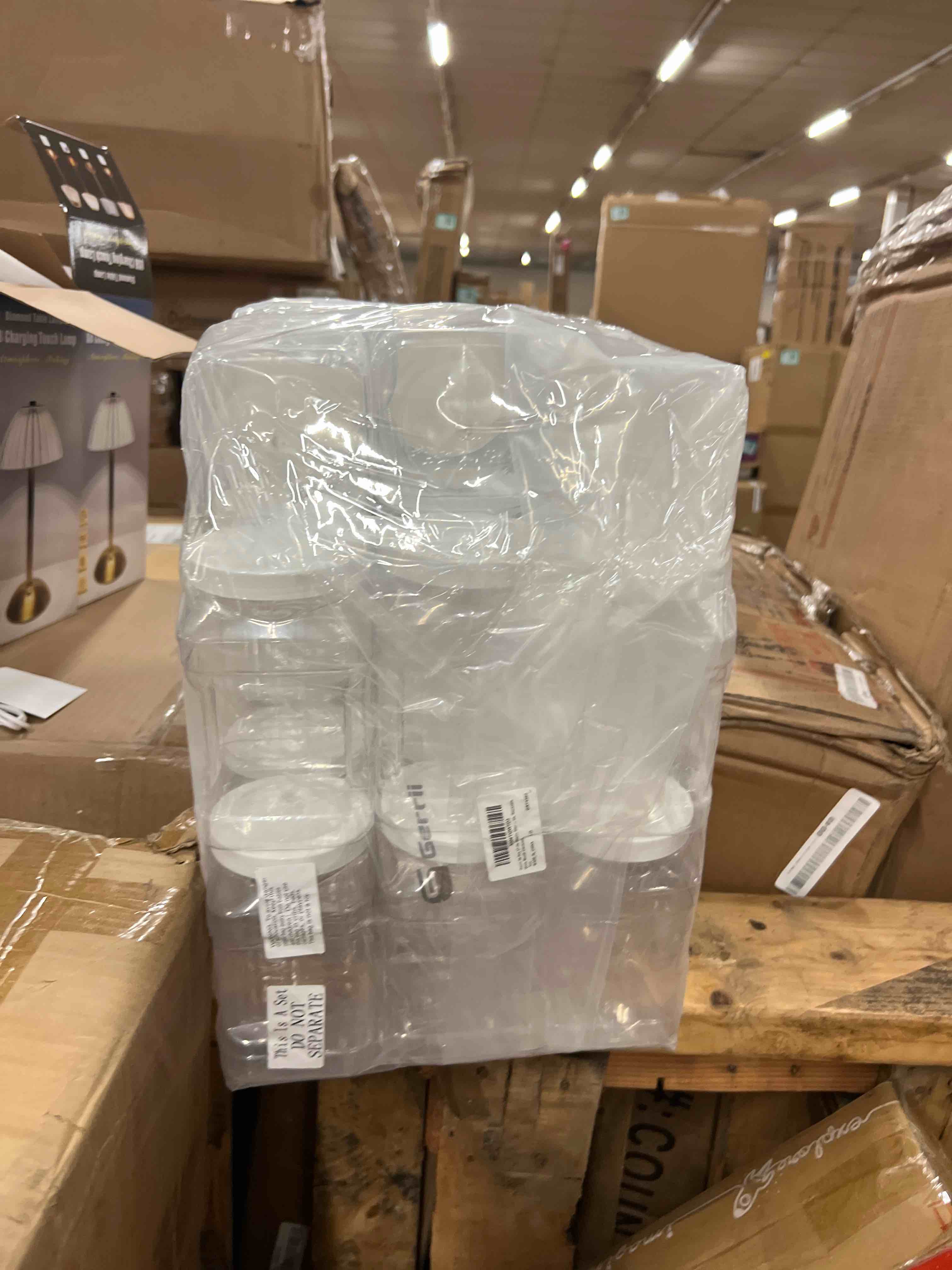 Condition photo showing New/Like New for gerrii 36 pcs 27 oz plastic storage jars with lids, clear wide mouth square plastic mason containers, paint storage containers with easy grip handles, reusable wide mouth canisters