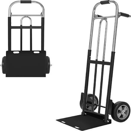heavy duty hand truck 600 lb capacity, steel 2 wheel dolly with solid rubber tires, detachable hand cart for moving appliances, furniture, warehouse, industrial, home use
