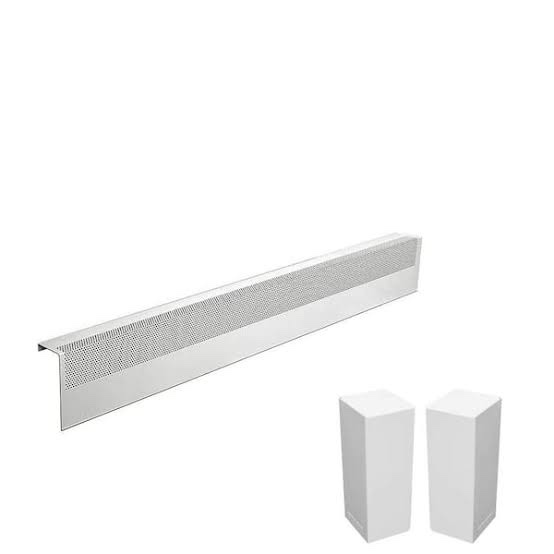 baseboarders basic series 4 ft (48 in) galvanized steel slip-on baseboard heater cover + left & right endcaps, rust resistant, white, for hydronic hot-water systems 4 feet panel+endcaps