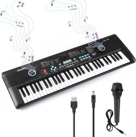 61 key keyboard piano with built-in speaker and microphone, portable electronic digital piano for beginners, perfect musical starter instrument, ideal gift for aspiring musicians