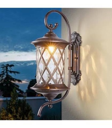 oil rubbed bronze 24" large outdoor coach light retro exterior waterproof wall lantern, waterproof aluminum patio sconce light brown wall mount lamps with water glass for garage, front door garden