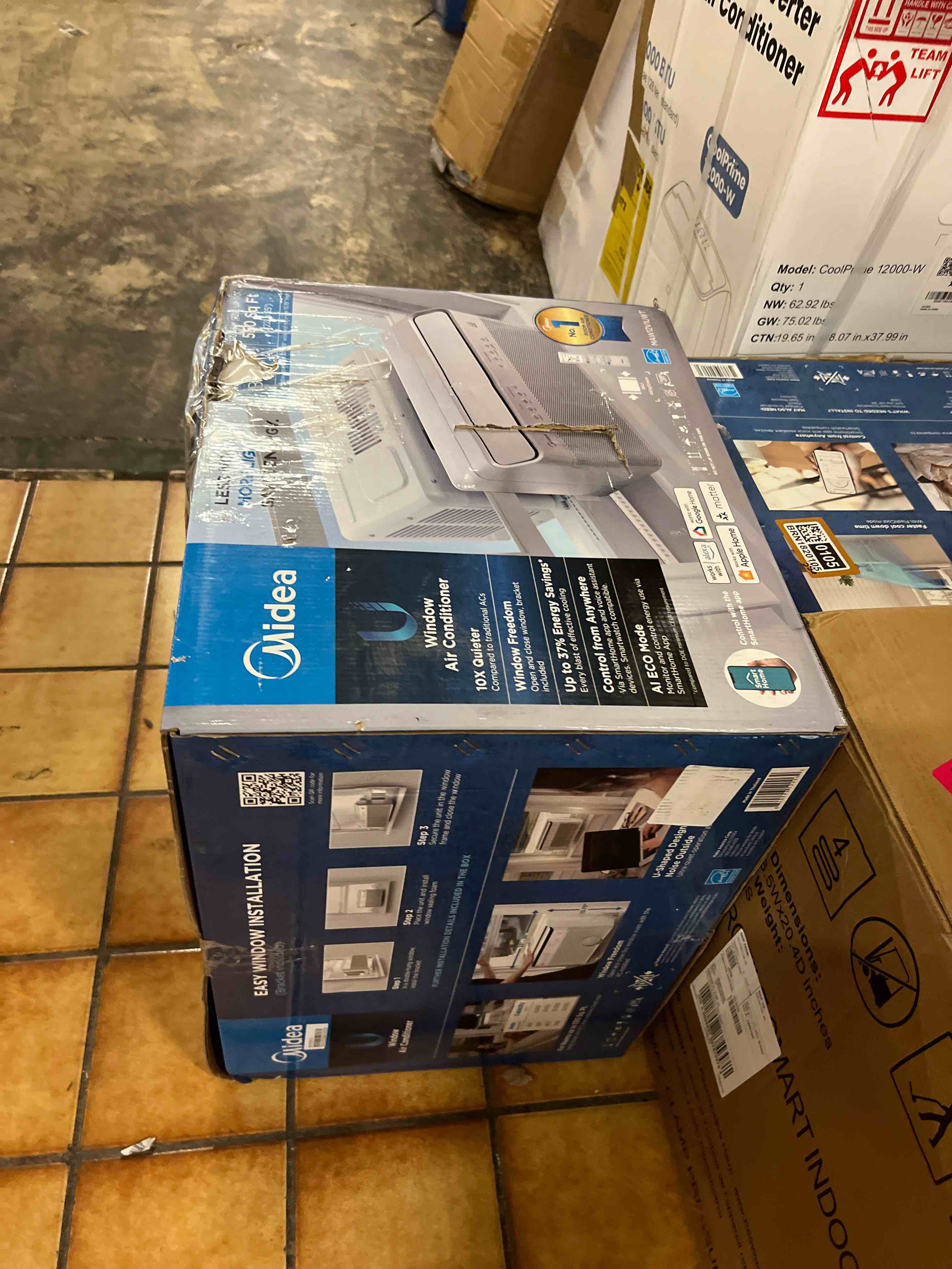 Condition photo showing New/Like New for midea 12,000 btu u shaped smart inverter window air conditioner - cools 550 sq ft, ultra quiet with open window operation - alexa/google assistant compatible, 37% energy savings, remote (2026 edition)