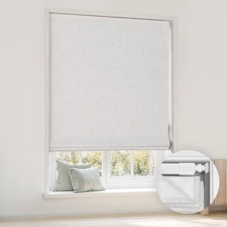 lazblinds cordless roman shades - no drill easy install light filtering window blinds, thermal insulated room darkening with uv blocking for bedroom/living room, window size 31" w x 64" h, white white 31"w x 64"h