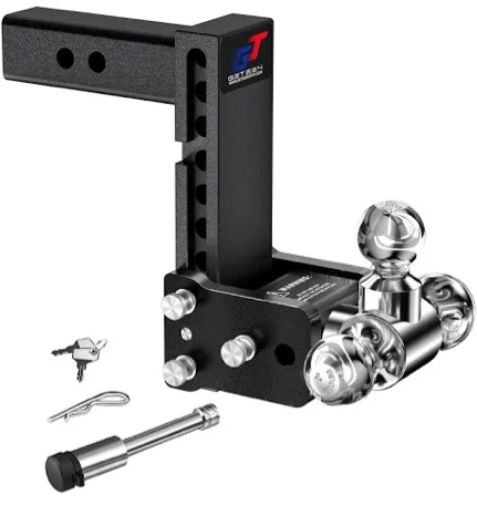 geteen trailer hitches, adjustable trailer hitch ball mount - fits 2.5" receiver, dual ball (2" x 2-5/16"), 7" drop, 15,000 gtw - gt25072b 7"drop-dual ball