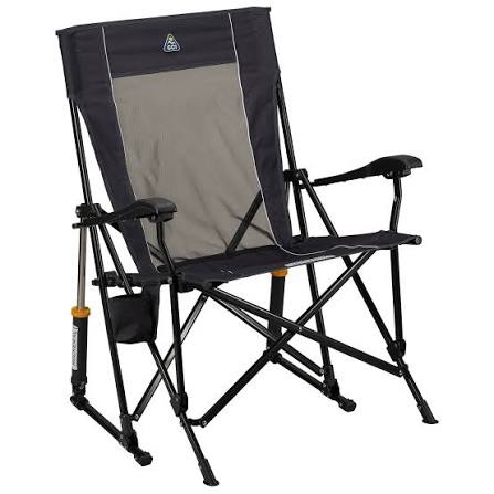 gci outdoor roadtrip rocker camping chair | portable, folding rocking chair with solid, durable armrests, drink holder & comfortable extended backrest - indigo blue roadtrip rocker midnight
