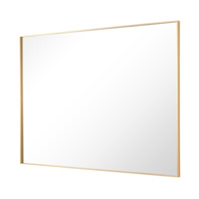 Condition photo showing New/Like New for getledel 48-in x 36-in framed rectangle bathroom vanity mirror ( brass )