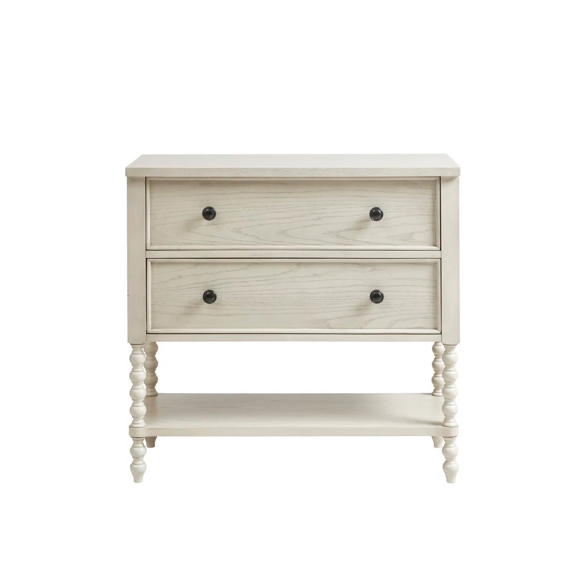 Condition photo showing New/Like New for pair of beckett spindle wood 2-drawer accent chest with lower shelf