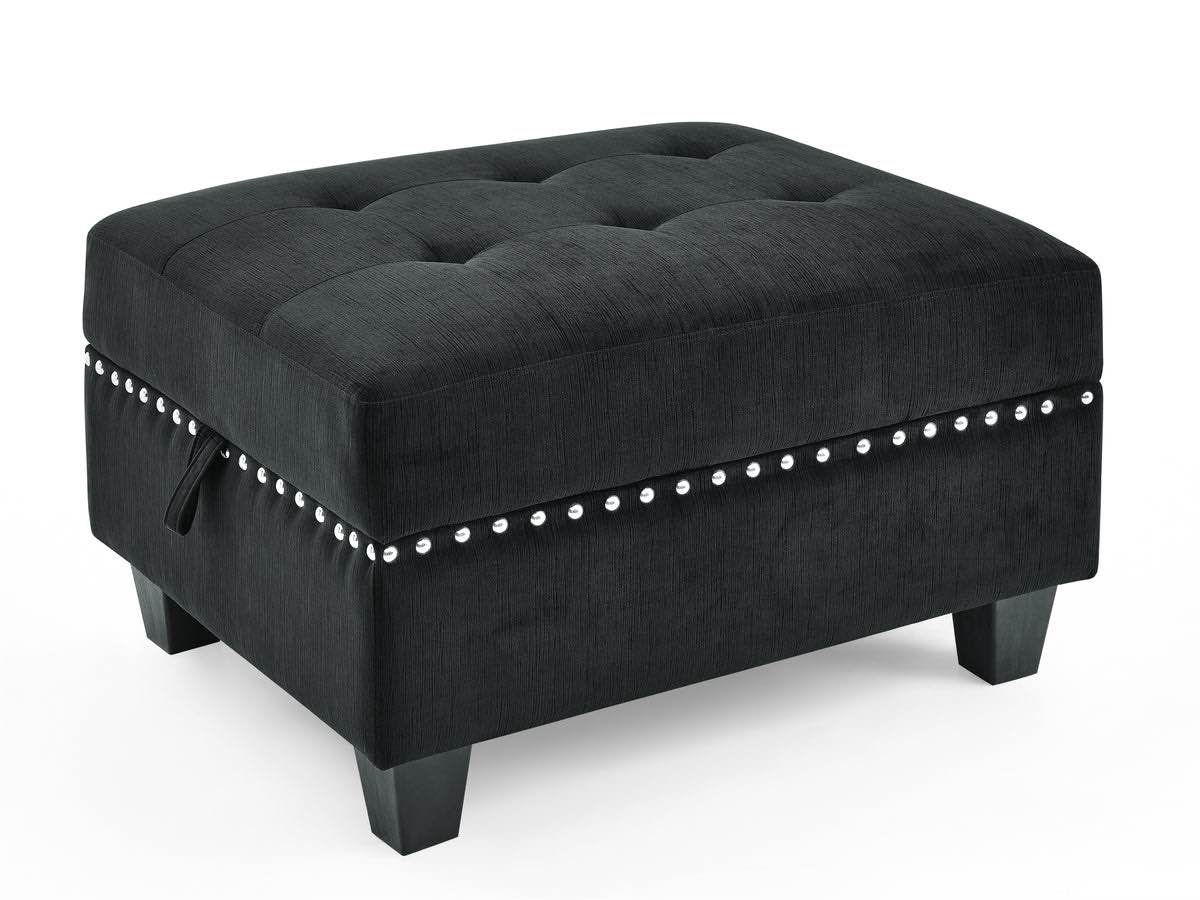 Condition photo showing New/Like New for ottoman for modular sectional,black velvet (25.5"x31.5"x19")