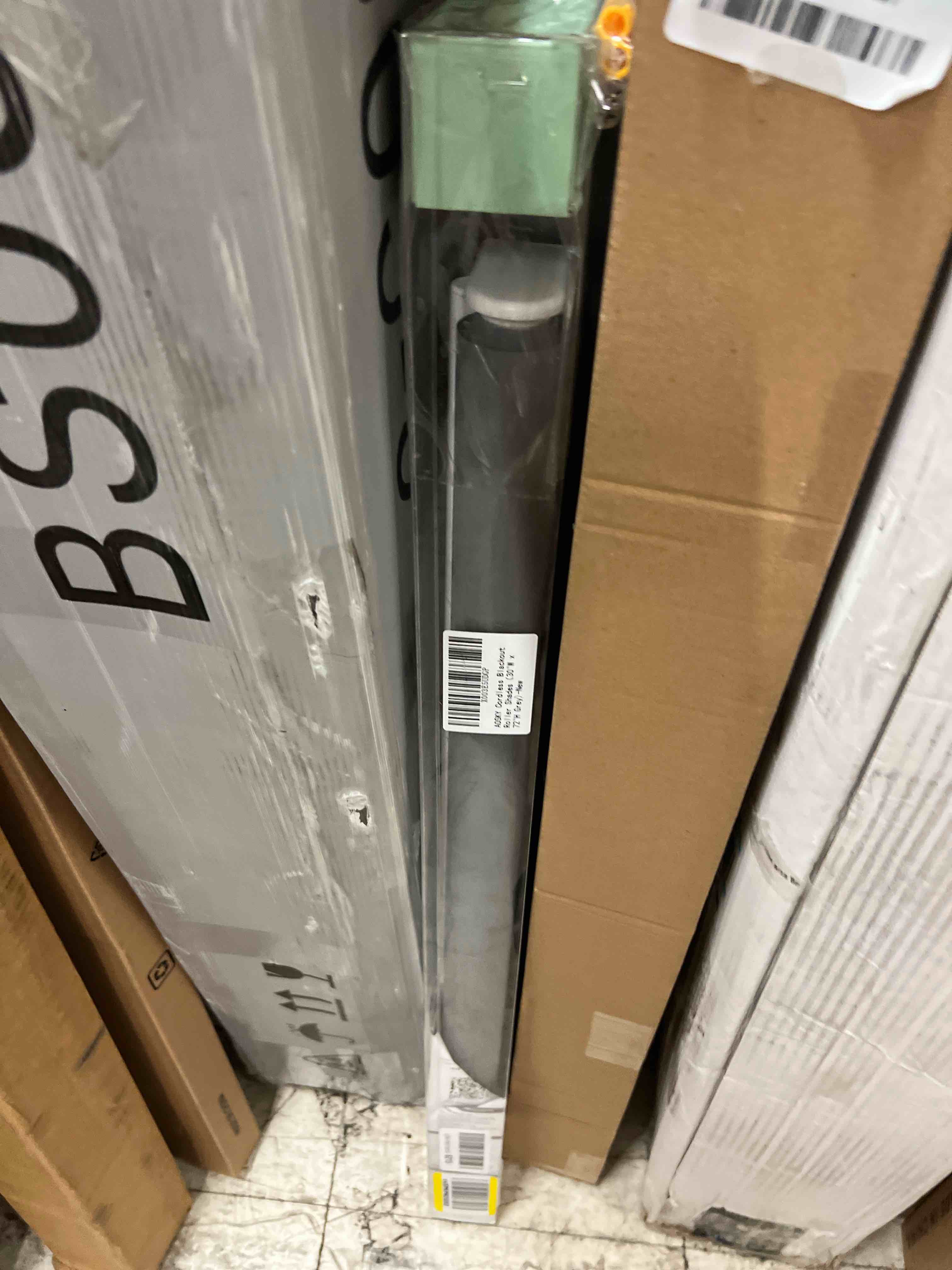 Condition photo showing New/Like New for aosky cordless roller shades blackout blinds for windows room darkening rolled up shades with spring system, uv protection window shades door blinds for home and office (30" w x 72" h, grey) 30"w x 72"h grey