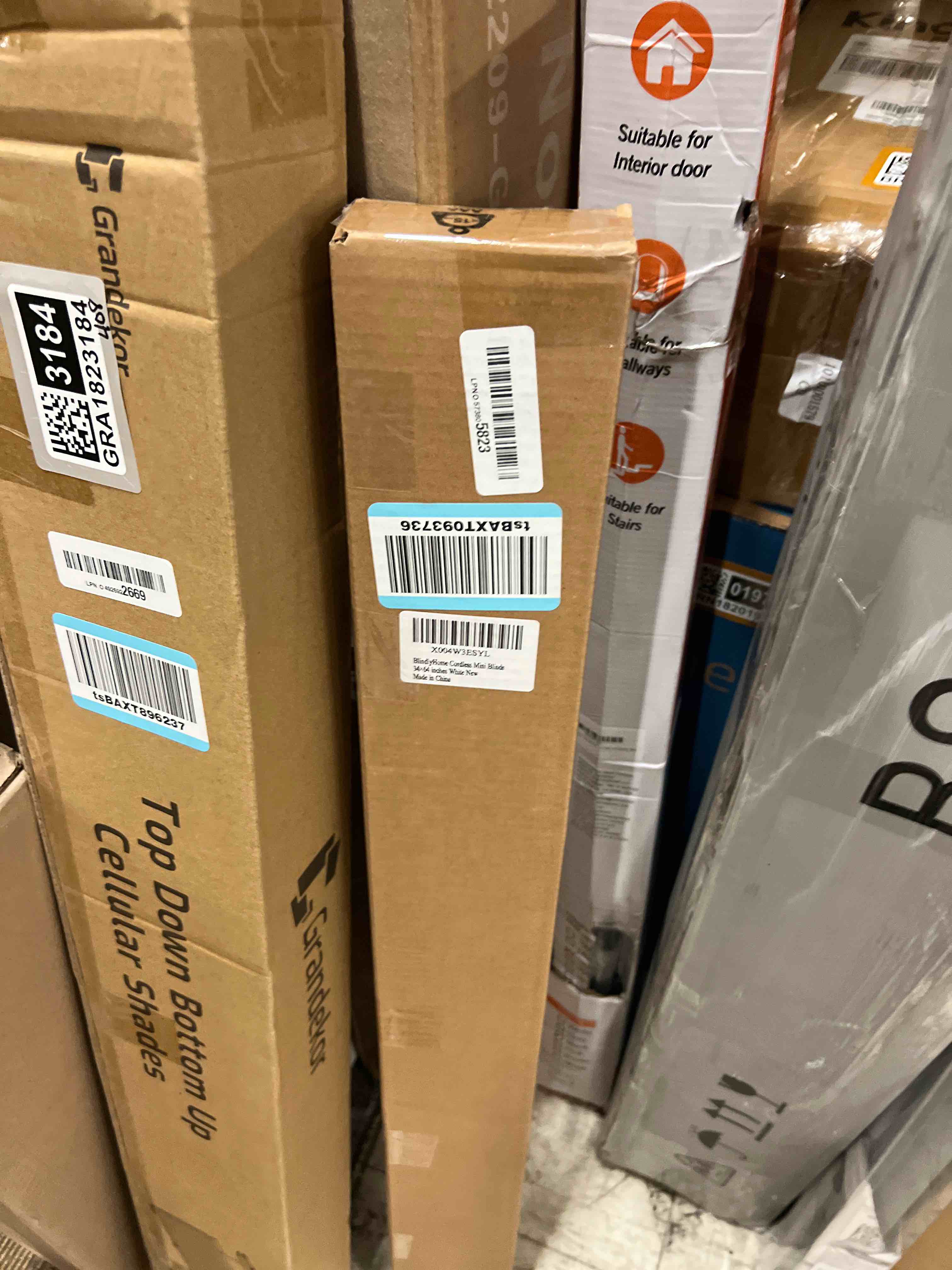 Condition photo showing New/Like New for cordless 1" vinyl mini blinds for indoor windows 34" w x 64" l | venetian blinds, perforated c-slats light filtering horizontal shades, white window blinds for bedroom, bathroom and office