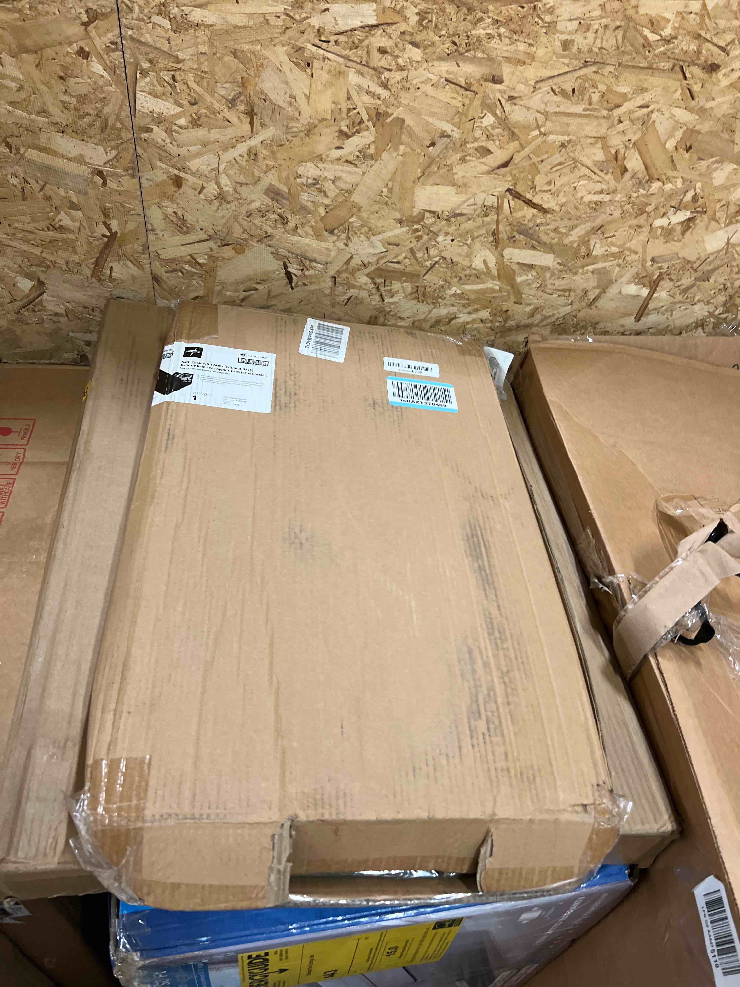 Condition photo showing New/Like New for medline bath bench with padded armrests height adjustable shower seat 350 lb. weight capacity gray