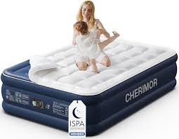 cherimor queen air mattress with built-in pump & luxury quilted topper (washable&detachable), 20" raised comfort, 800lb support, 4.5 min fast inflate, blow up mattress for guest camping & home queen (u.s. standard) 20 in