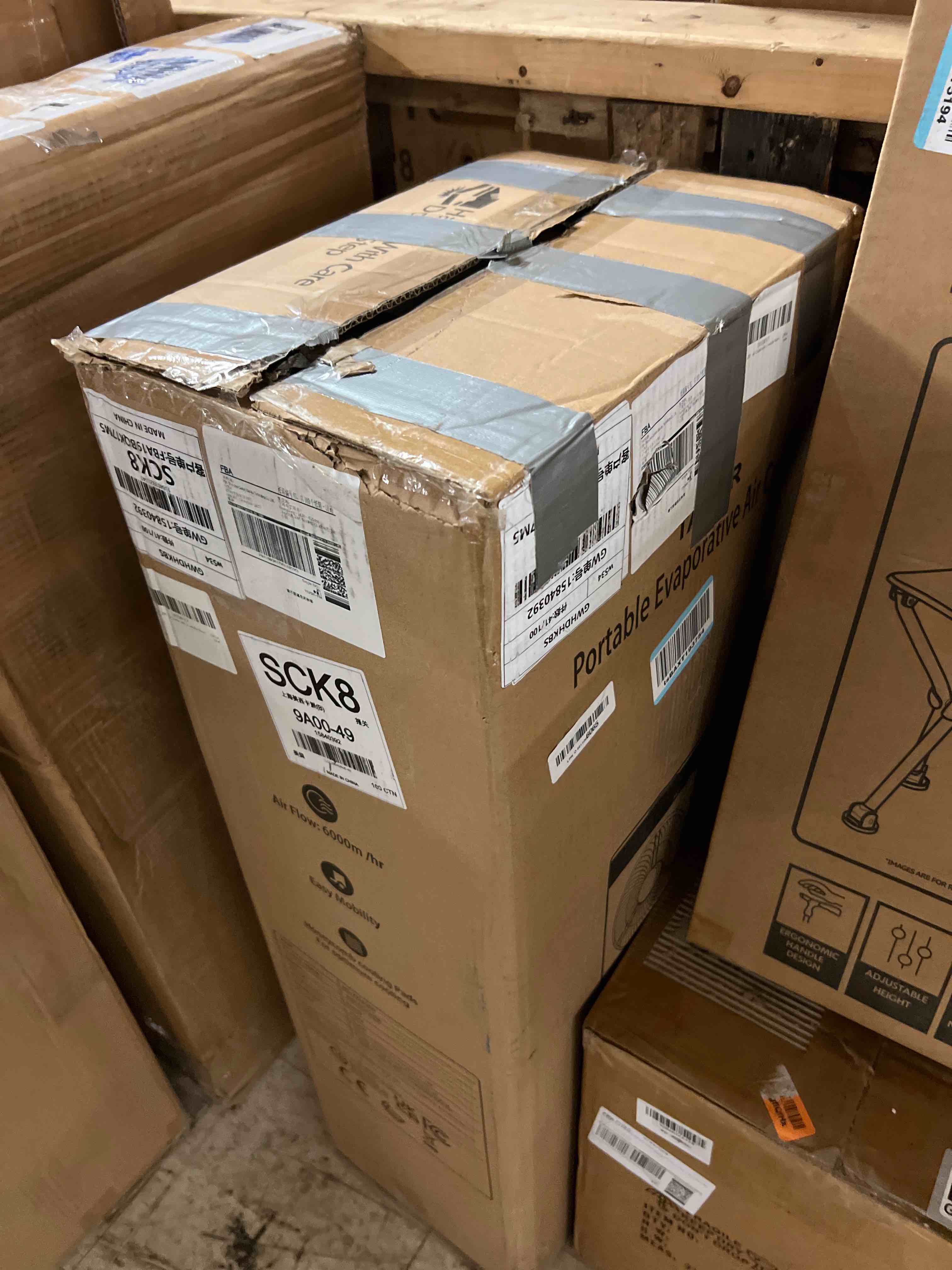 Condition photo showing New/Like New for dual fans 3-in-1 evaporative swamp cooler, portable tower fans that blow cold air, 2l water 2 modes, 3 speeds,12h timer, 4 ice packs & 4 wheels, 45°oscillation,