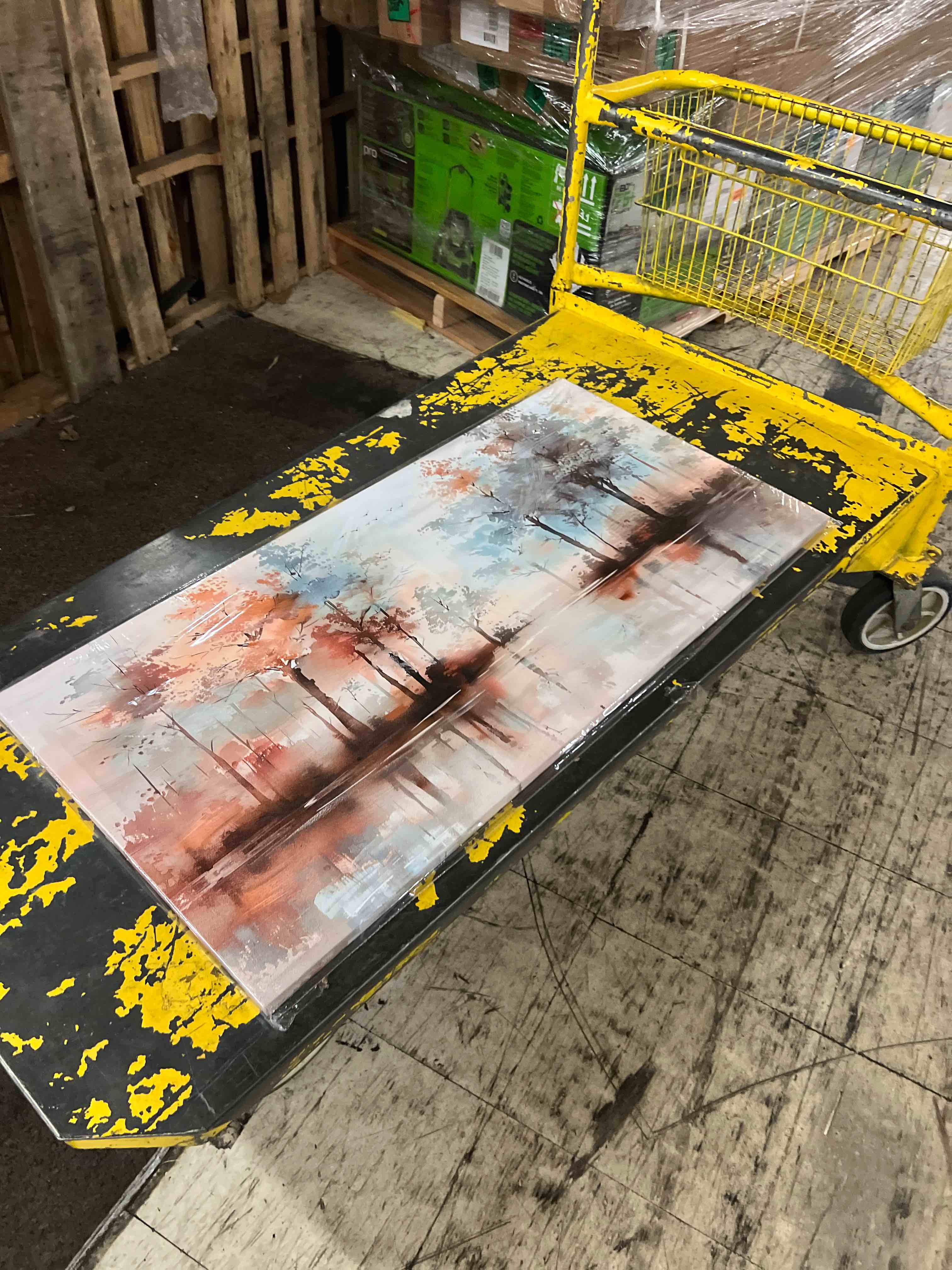 Condition photo showing New/Like New for lapremoly boho wall decor for living room framed wall art for bedroom abstract tree painting wall artworks hang pictures for office decoration canvas prints room home decorations posters 24"x48" 48"l x 24"w abstract tree landscape painting - pink