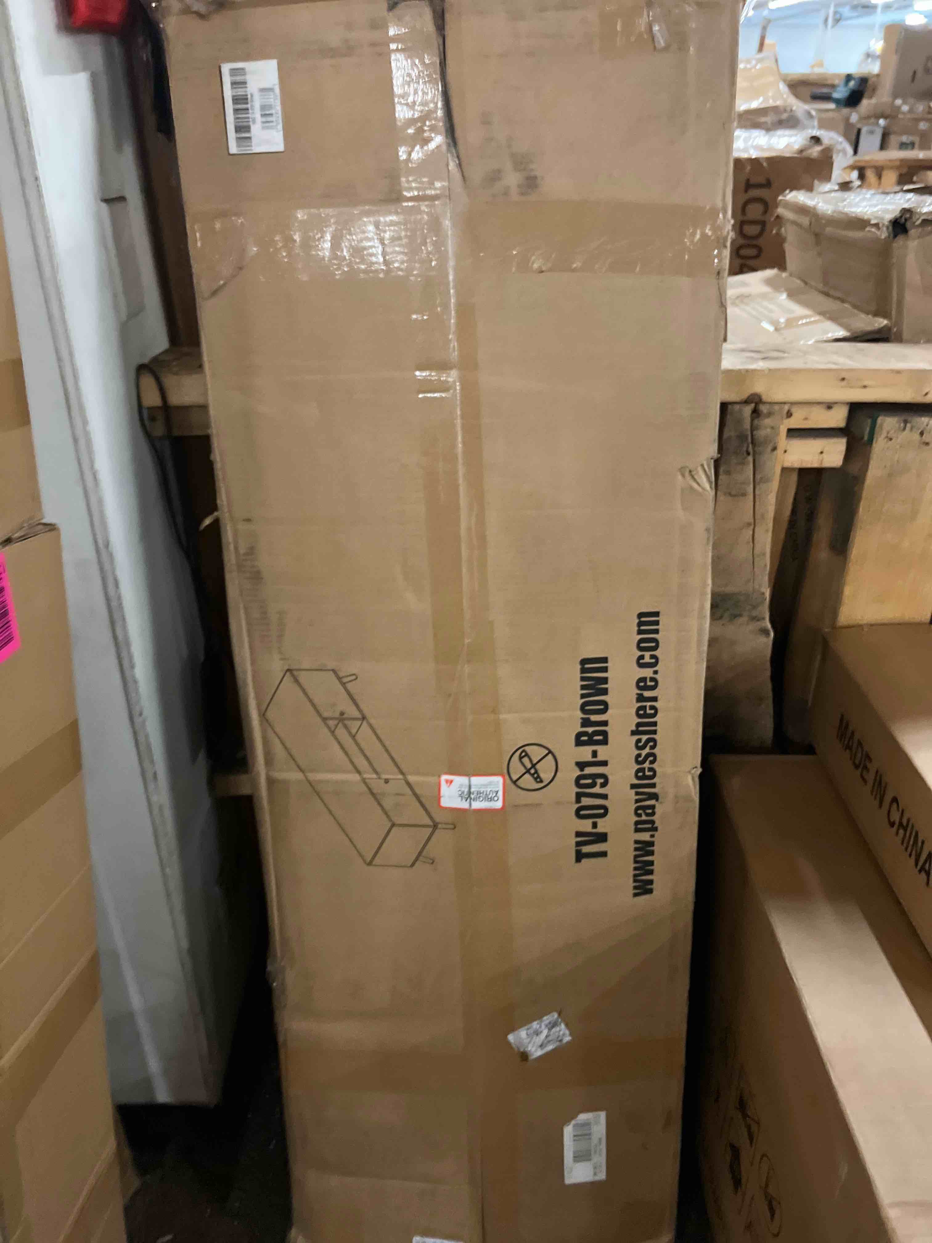 Condition photo showing New/Like New for fdw tv stand for 55 60 inch tvs,entertainment center with 2 storage cabinets and open shelves, modern media console table for living room, bedroom, home office,brown