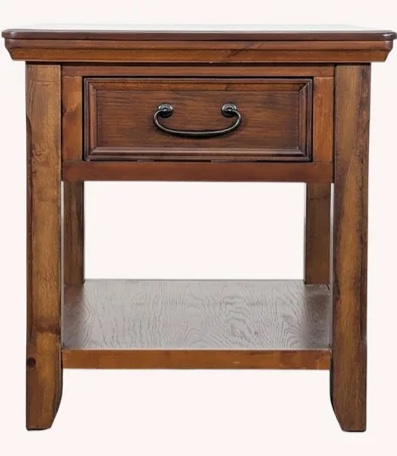Condition photo showing New/Like New for signature design by ashley woodboro traditional square end table with drawer, dark brown