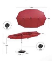Condition photo showing New/Like New for costway patio double wide umbrella with solar-powered led lights - 15ft x 8ft - wine red (model: np12187wn)