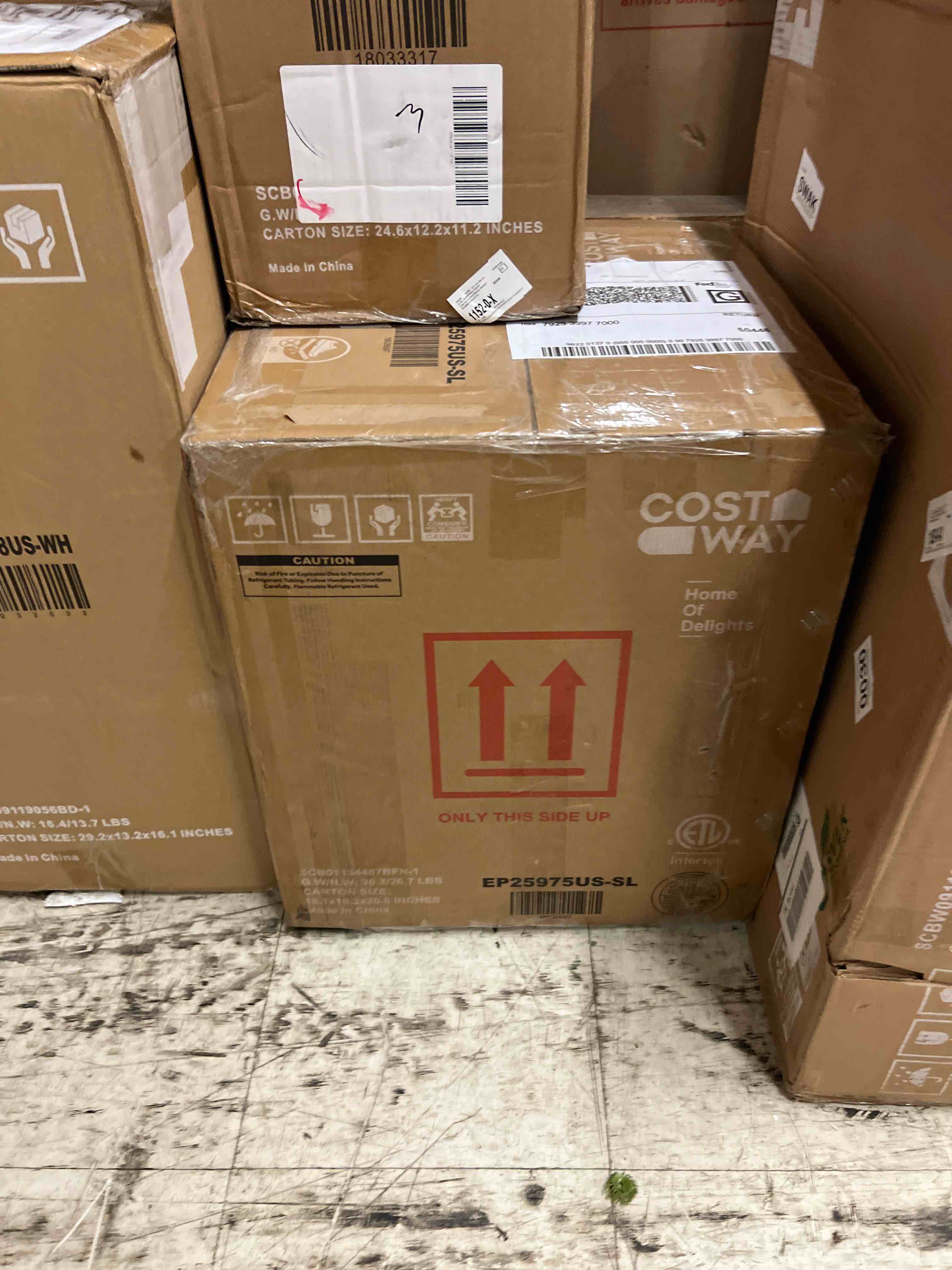 Condition photo showing New/Like New for costway compact mini fridge with a 7-level adjustable thermostat and a 1.7 cu. ft. capacity