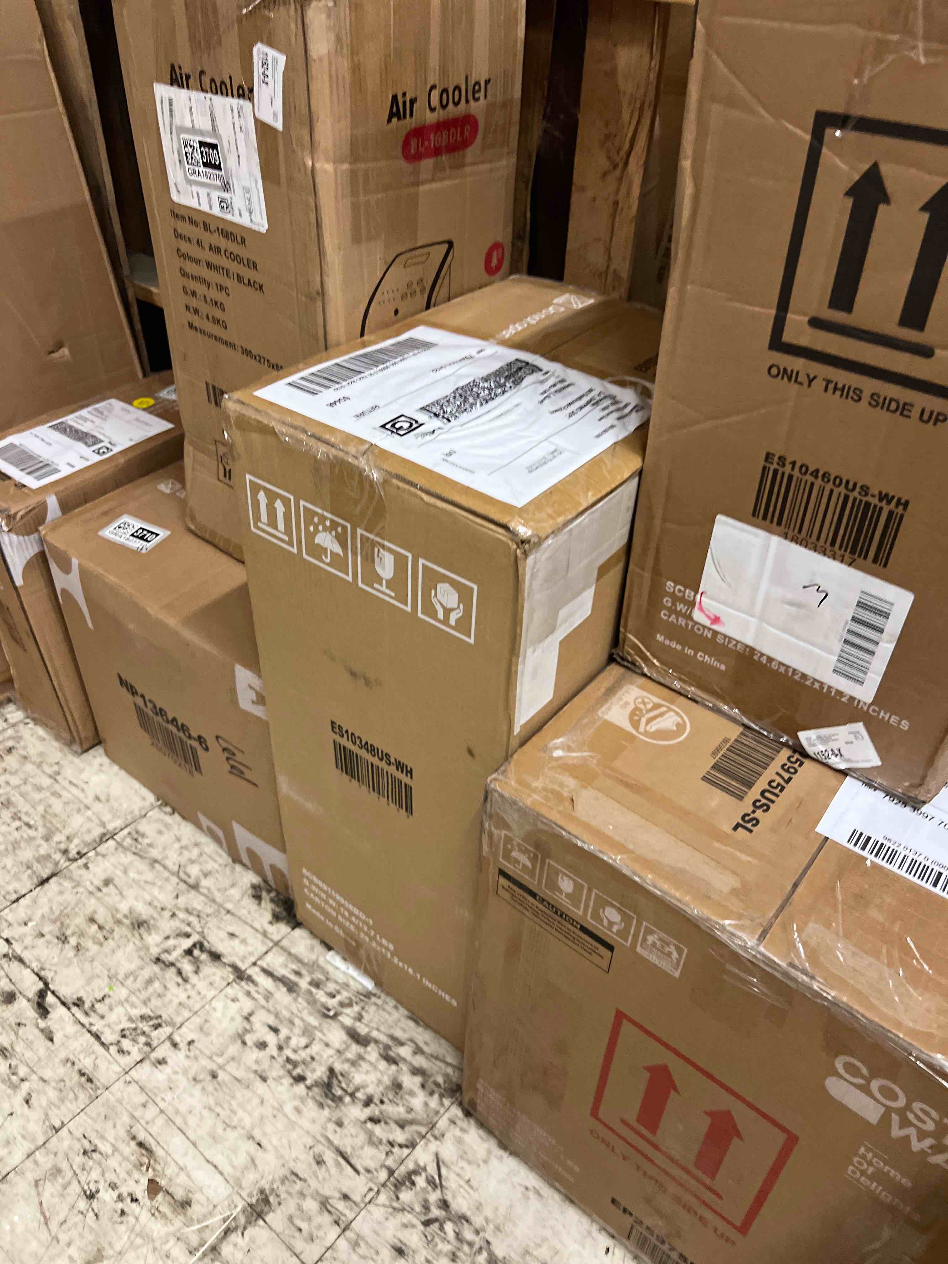 Condition photo showing New/Like New for costway evaporative air cooler, 3-in-1 cooling fan with 2 ice crystal boxes, 3-mode, 3-speed and 4l water tank, quiet bladeless, portable for room home office dorms, white