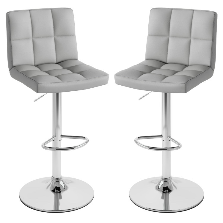 Condition photo showing New/Like New for set of 2 square swivel adjustable bar stools with back and footrest square swivel bar stool with backrest