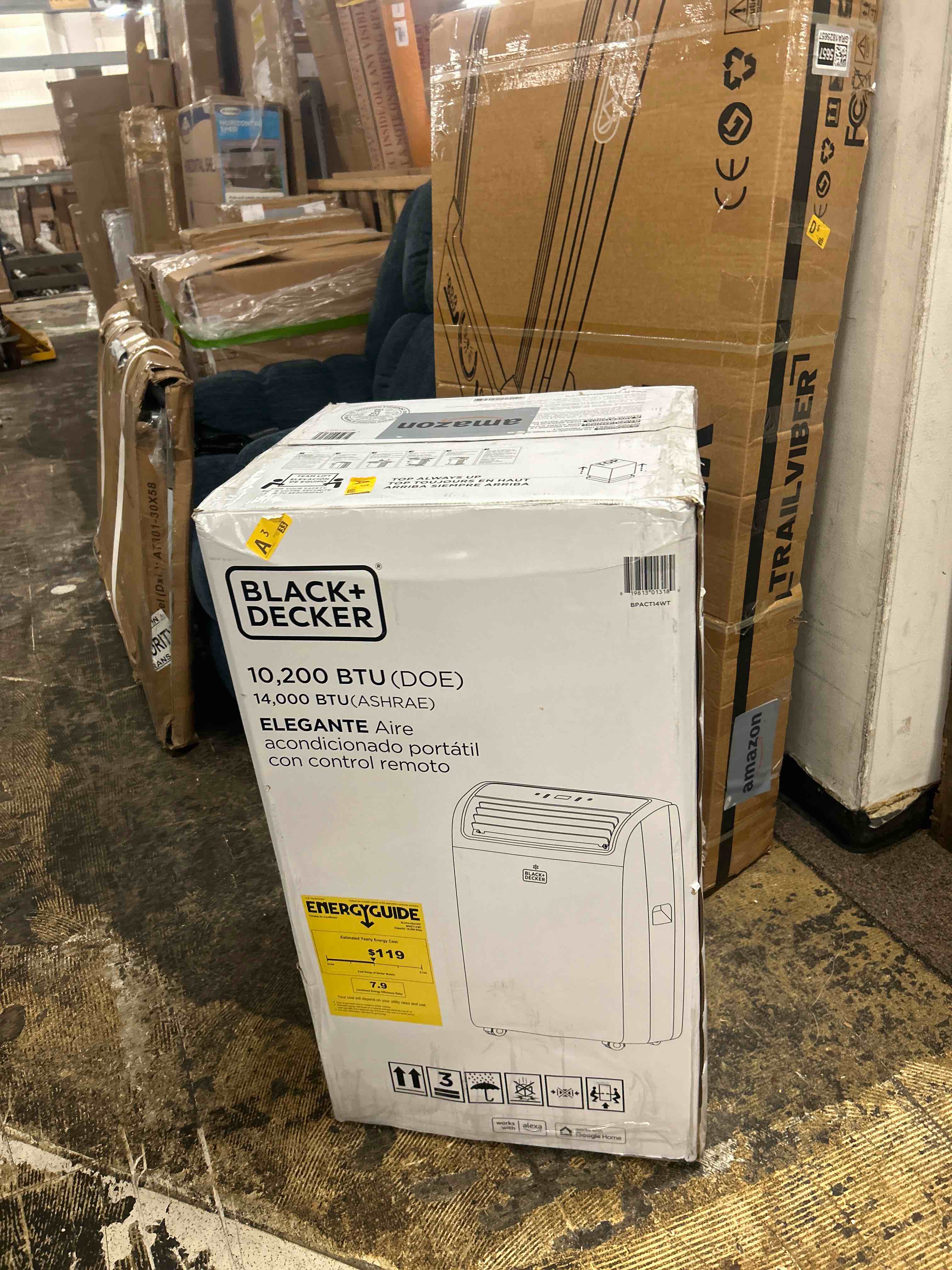 Condition photo showing New/Like New for black+decker smart portable air conditioner, 14,000 btu, bpact14wt, white | 10,200 btu sacc for rooms up to 700 sq. ft., smart 3-in-1 portable ac, fan and dehum with follow me remote