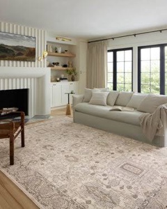Condition photo showing New/Like New for loloi teagan collection tea-03 ivory/sand 5'-3" x 7'-6" area rug, large, soft neutral rug, high-traffic for living room, bedroom, home office, dining area