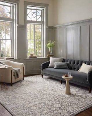 Condition photo showing New/Like New for loloi magnolia home by joanna gaines gigi collection gig-01 grey/ivory 5'-3" x 7'-6" area rug