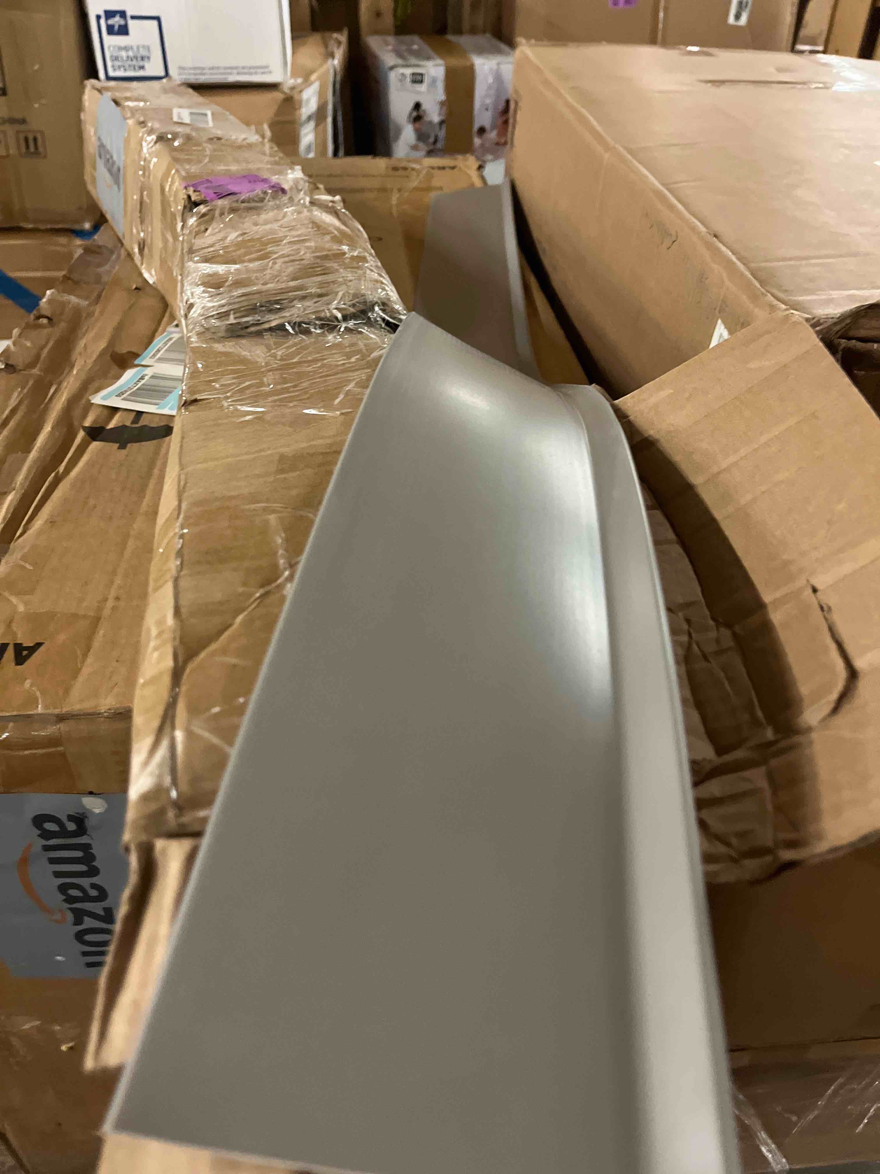 Condition photo showing New/Like New for 4-inch x 4-ft. silver gray vinyl wall base