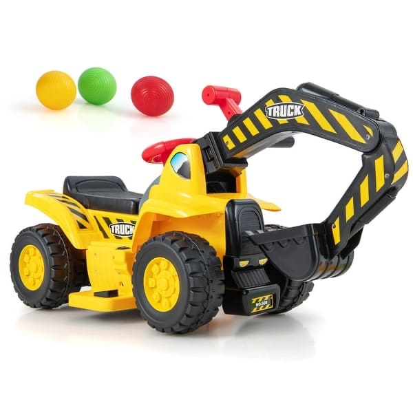 Condition photo showing New/Like New for costway 6v electric kids ride on excavator pretend play toy tractor