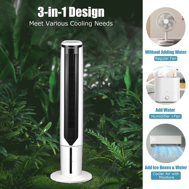Condition photo showing New/Like New for costway 41'' evaporative air cooler quiet cooling oscillating fan with remote control