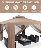 Condition photo showing New/Like New for costway np11526cf is a 10x10 ft brown outdoor garden gazebo and party tent ,np11526cf