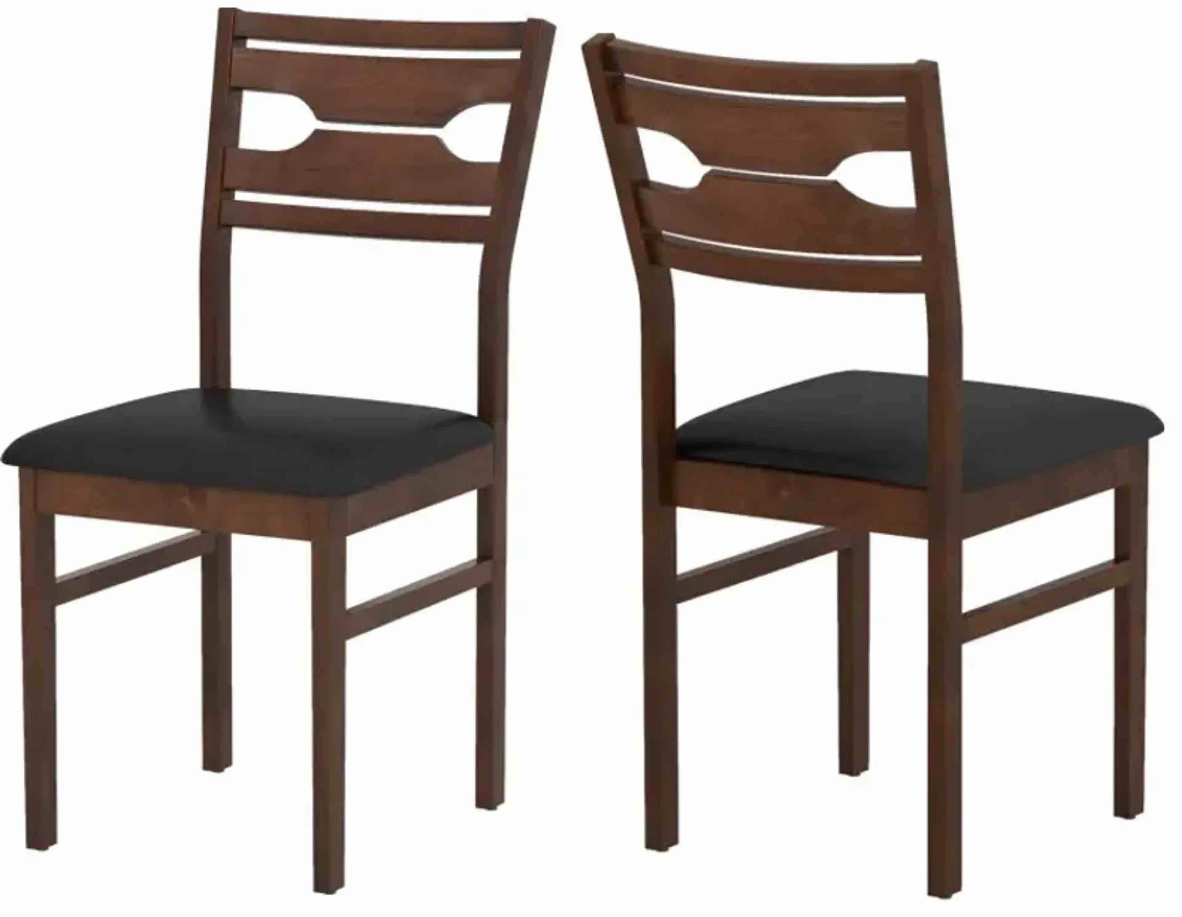 Condition photo showing New/Like New for wooden dining chair set of 2 with pu leather padded seat and rubber wood frame 