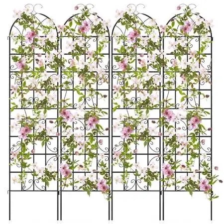 Condition photo showing New/Like New for costway 4-pack decorative outdoor metal garden trellis 50 x 180 cm black