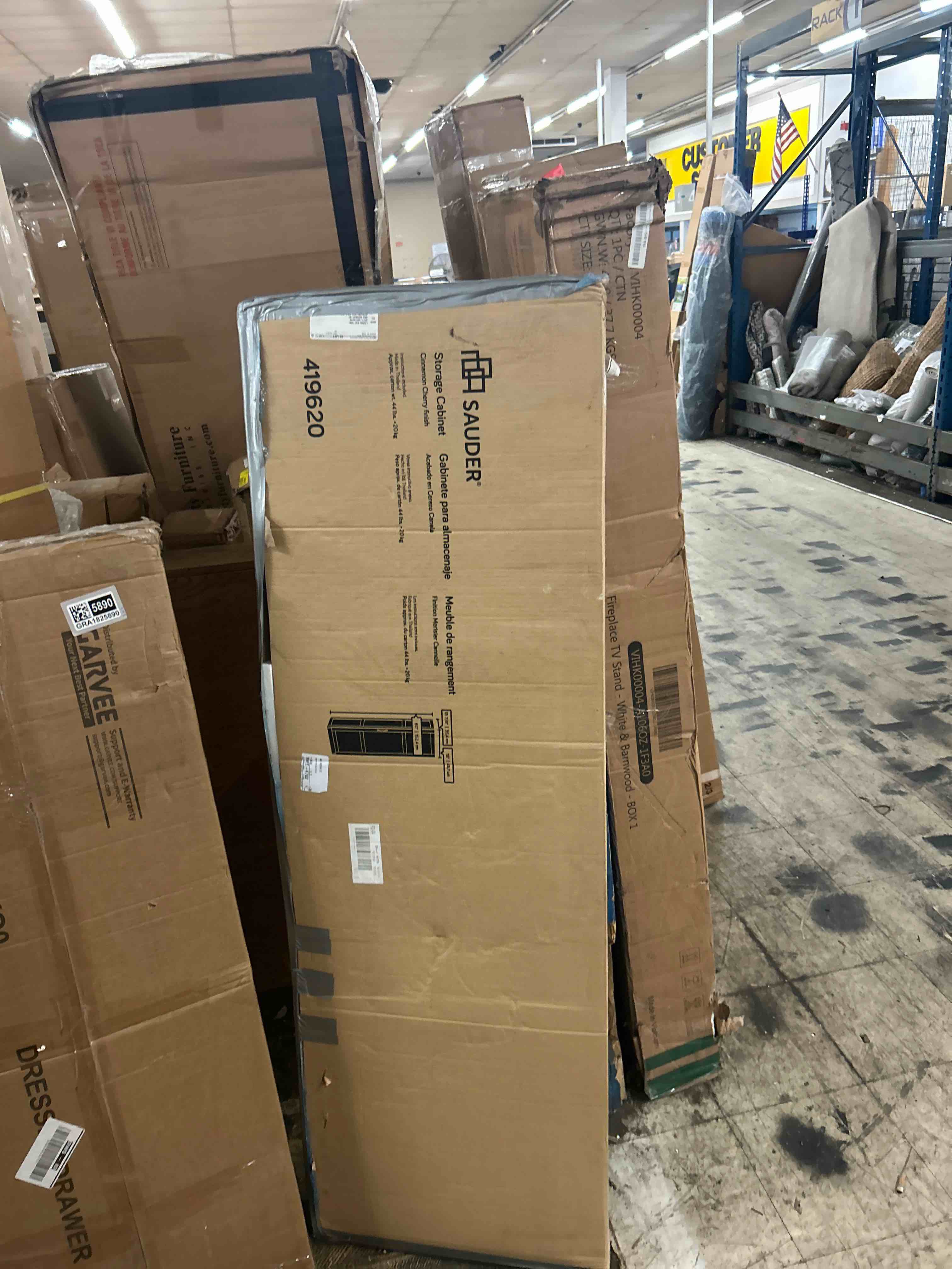 Condition photo showing New/Like New for sauder miscellaneous storage pantry cabinets, l: 17.99" x w: 13.94" x h: 60.00", cinnamon cherry finish
