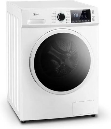 Condition photo showing New/Like New for midea 24 inch washer and dryer combo, all in one washer and dryer 2.7 cu.ft 26lbs, ventless washing machine, steam care, overnight dry, 1400 rpm, 16 cycles front load washer, full-automatic, white