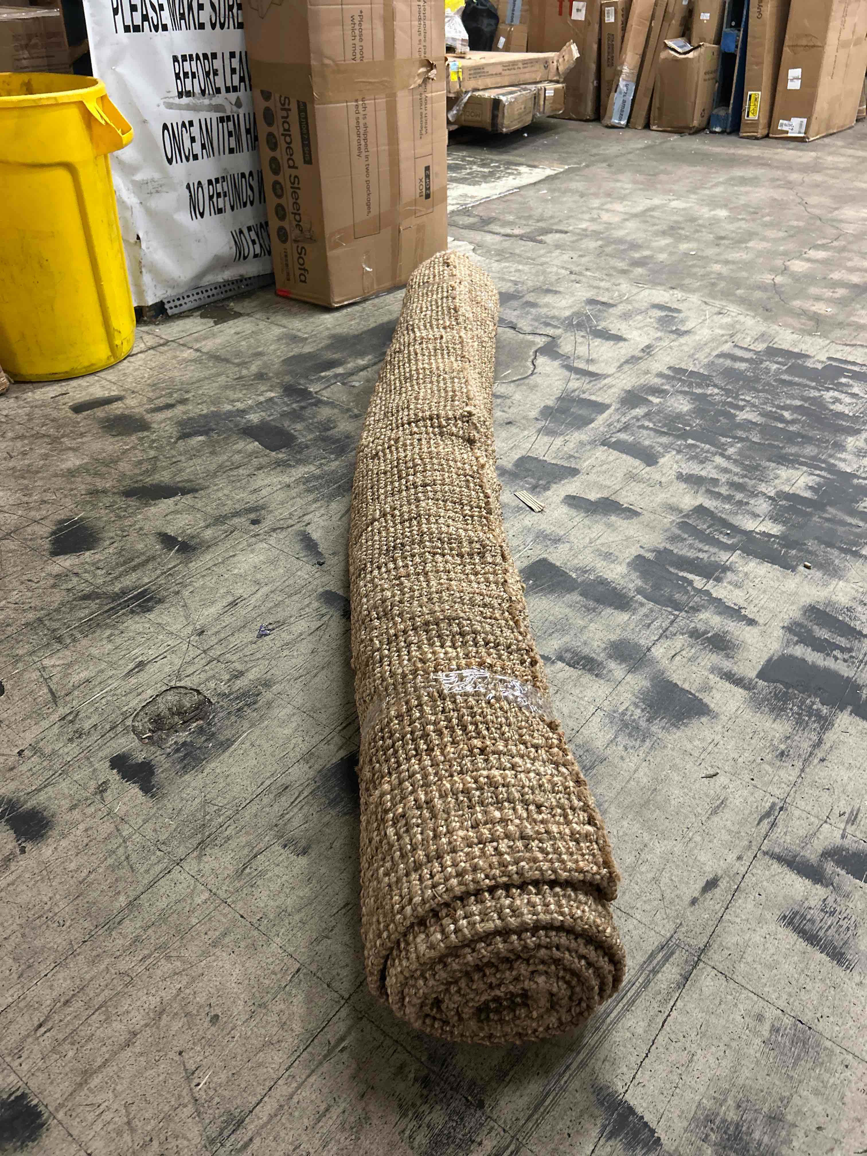 Condition photo showing New/Like New for safavieh area rug 8x10 - natural fiber collection - large - natural brown, handmade jute, farmhouse style, chunky textured thick pile (nf447a)