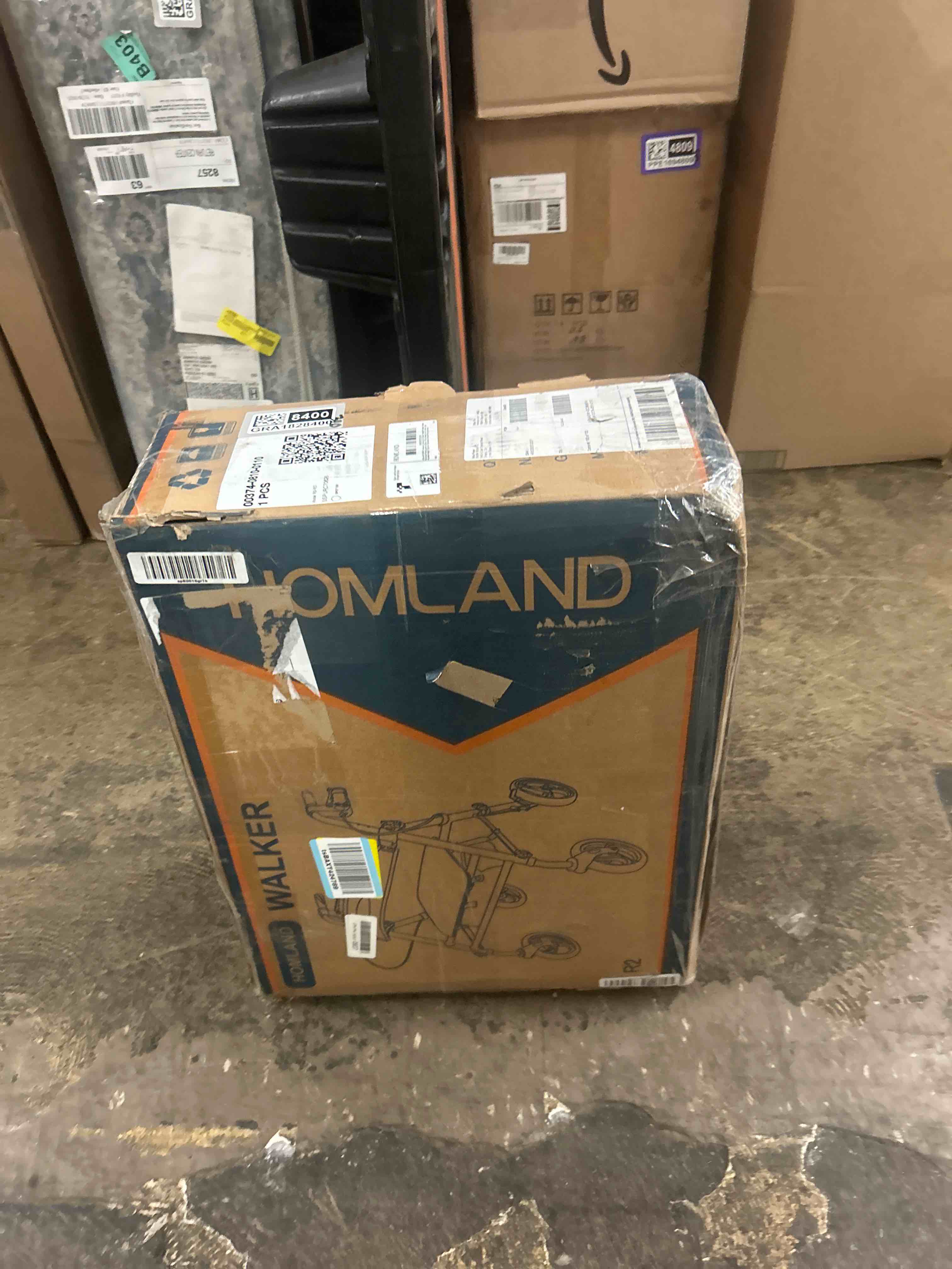 Condition photo showing New/Like New for HOMLAND Foldable Rollator Walkers with Seat for Seniors, 8'' Big Wheels, 350 lb. Weight Capacity, Adjustable Handles and Seat Height, Lightweight Rolling Walker, Red