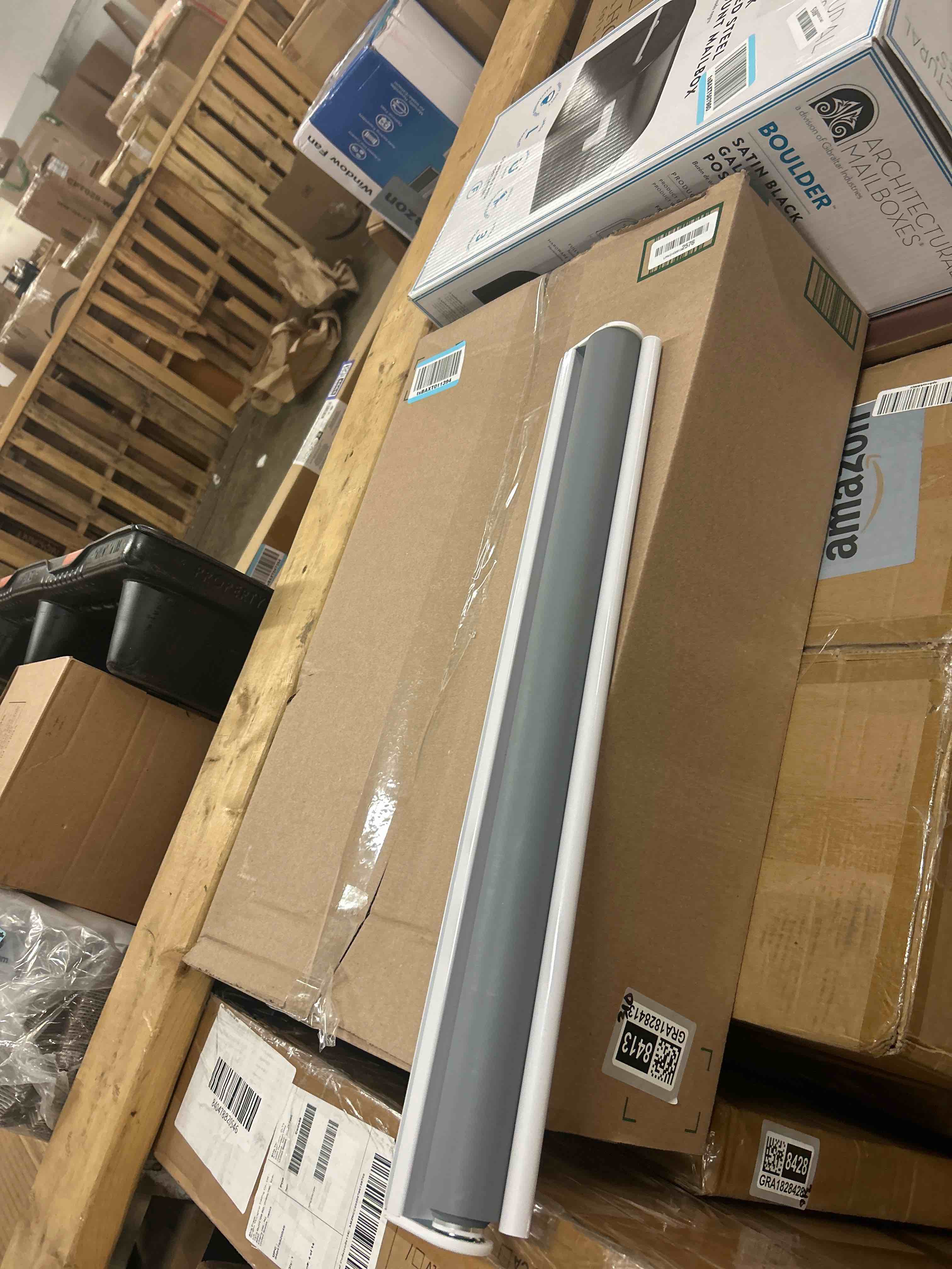 Condition photo showing New/Like New for Blackout Roller Shades Blinds Cordless for Windows Pull Down Room Darkening Door Blinds with Thermal Insulated Easy to Install for Living Room,Bedroom,Home,Office,Grey 22.5" W x 72" H