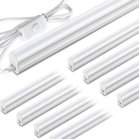 Pak 4FT LED Shop Lights, 2300LM 6500K Cool White, 20W Energy Efficient Linkable Ceiling and Under Cabinet Lighting, T5 Integrated Utility Fixture for Garage, Workshop, Basement, FCC Certified, 4 Pack