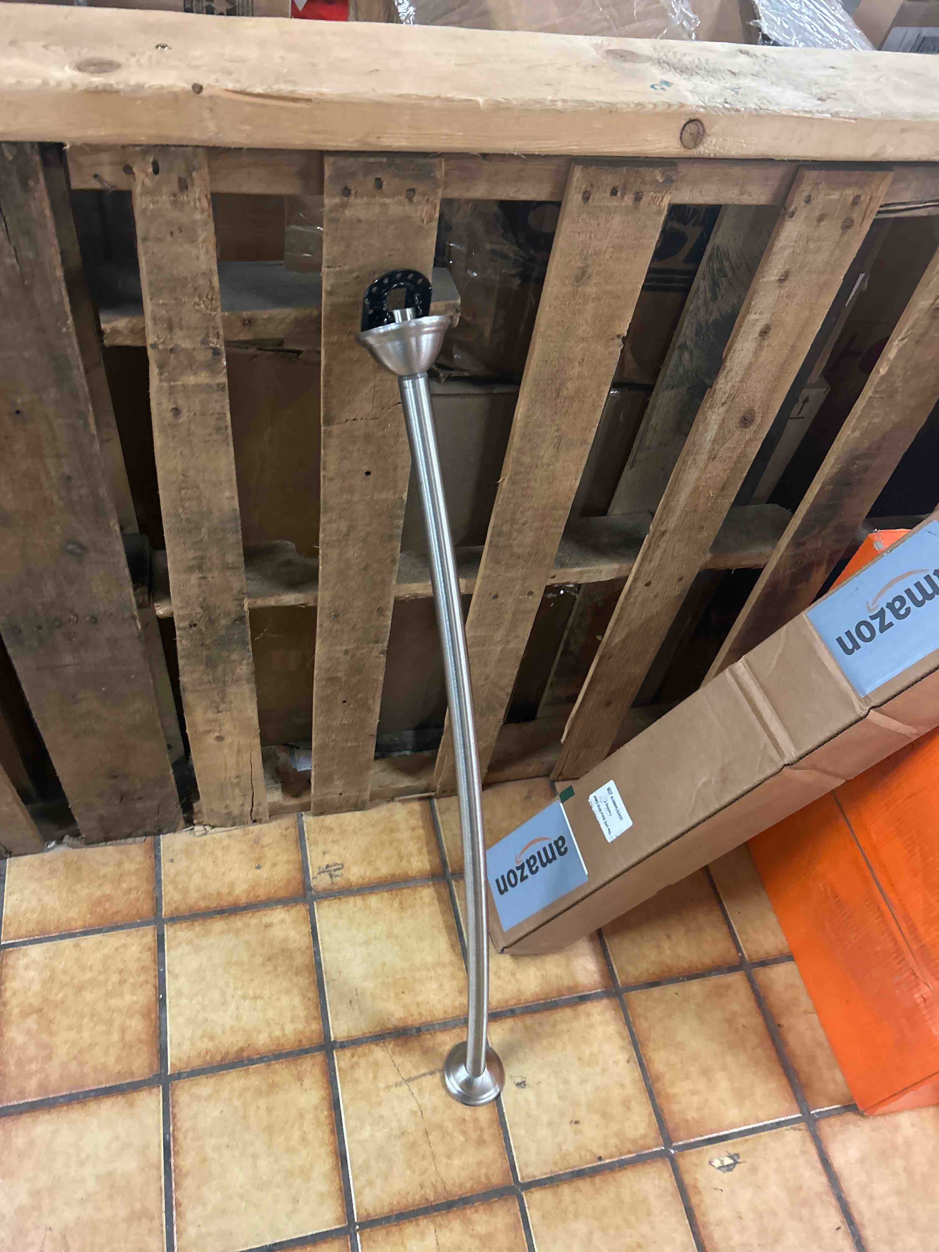 Condition photo showing New/Like New for Moen Curved Adjustable Length Fixed Mount Single Shower Curtain Rod for Bathroom, Brushed Nickel Finish, CSR2160BN