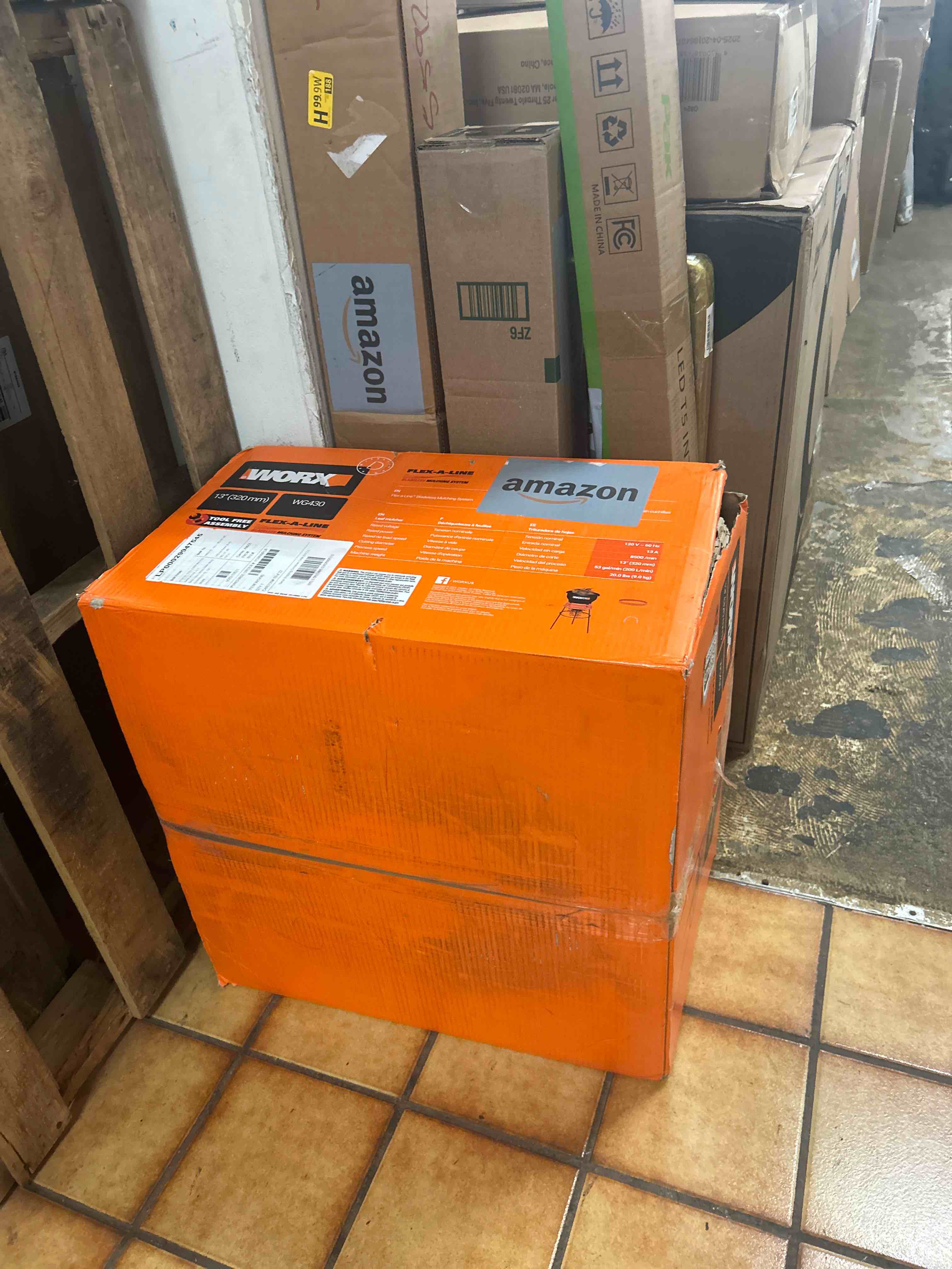 Condition photo showing New/Like New for Worx 13 Amp Electric Leaf Mulcher, Leaf Shredder with High-Compression Mulching, Powerful & Compact Yard Waste Shredder, Corded, WG430