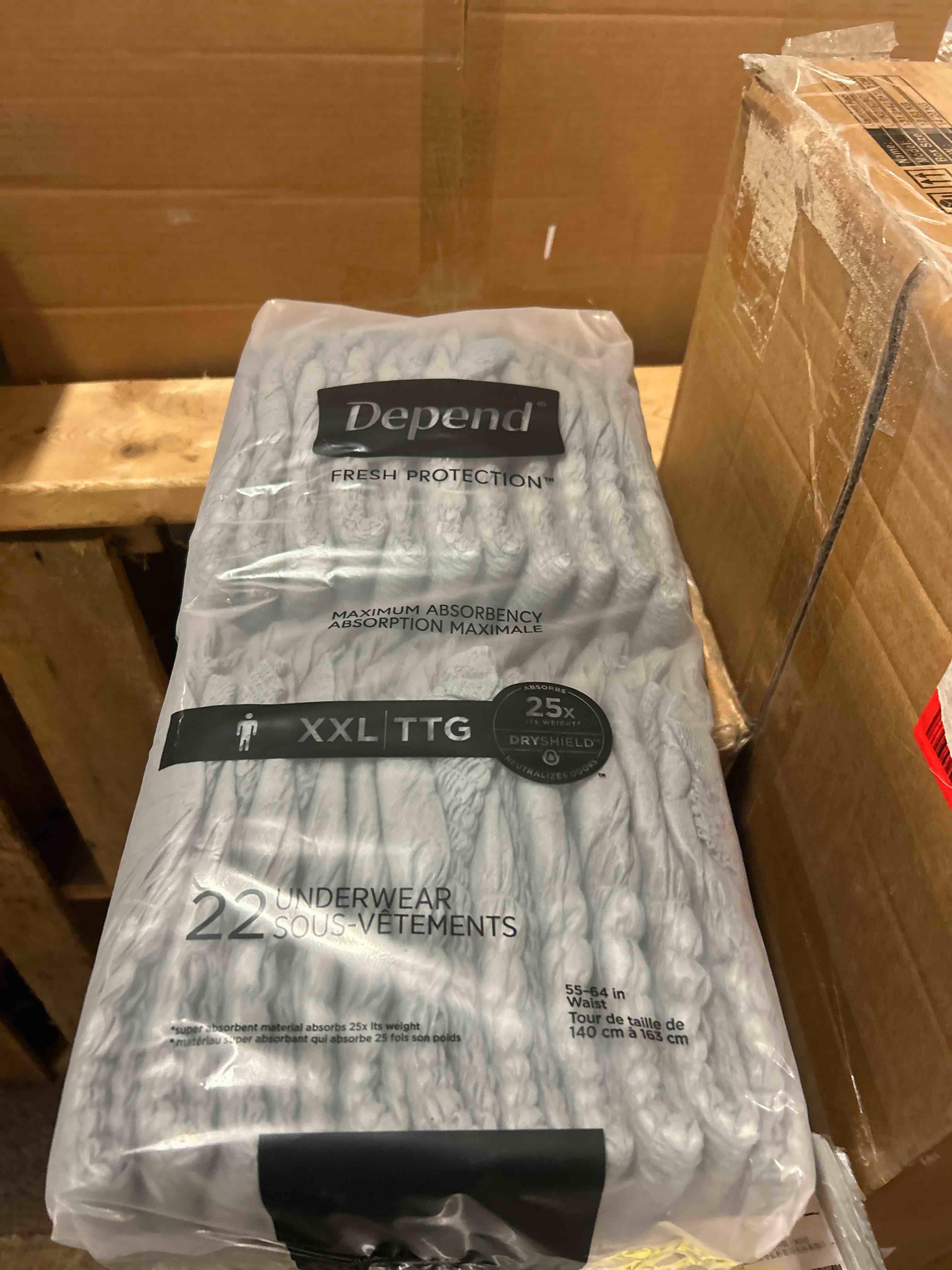 Condition photo showing New/Like New for Depend Fresh Protection Adult Incontinence Underwear for Men, Disposable, Maximum, Extra-Extra-Large, Grey, 44 Count