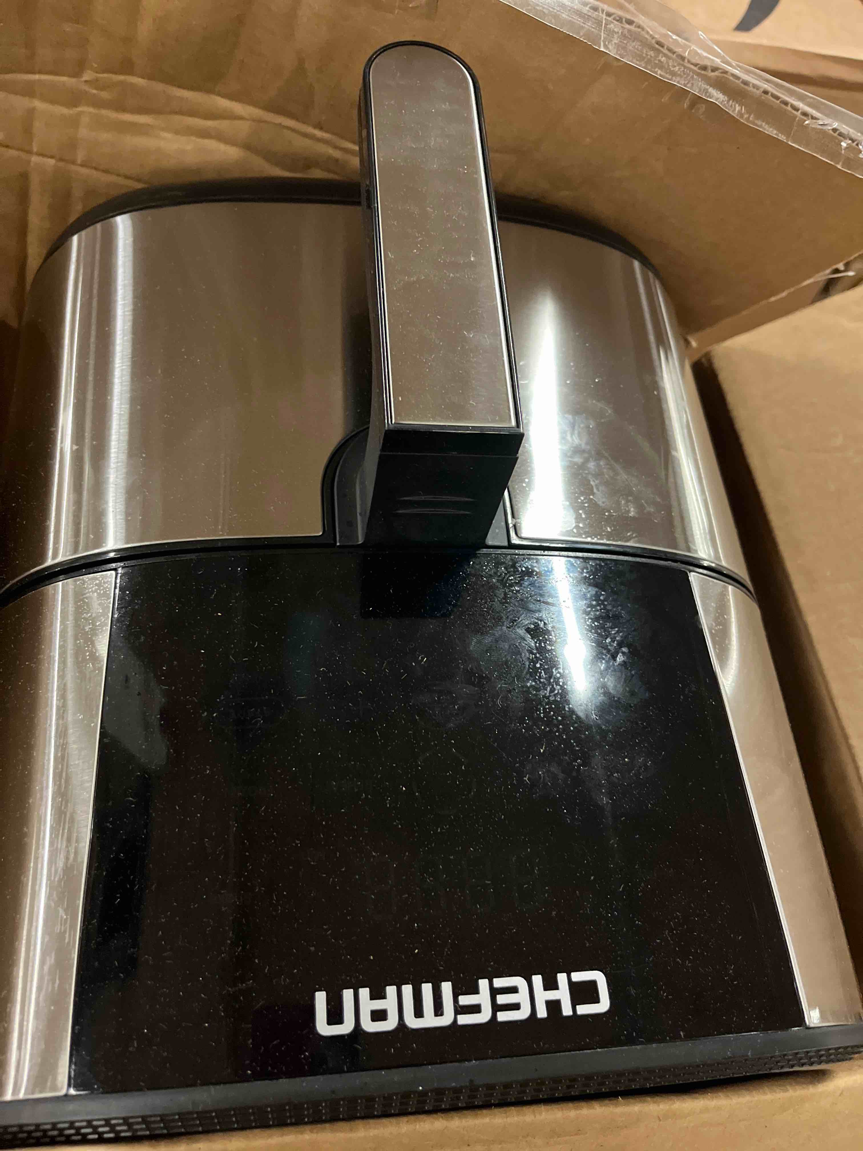 Condition photo showing Good Condition for Chefman Air Fryer 8 Qt | TurboFry® 4-in-1 with 450°F Hi-Fry Option for Crispier Results | Bake, Dehydrate, Frozen | XL Nonstick Dishwasher-Safe Basket | Stainless Steel