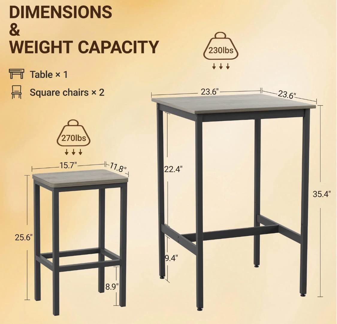 Condition photo showing New/Like New for Long Bar Table Set with Bar Stools, Dining Table and Chair Sets