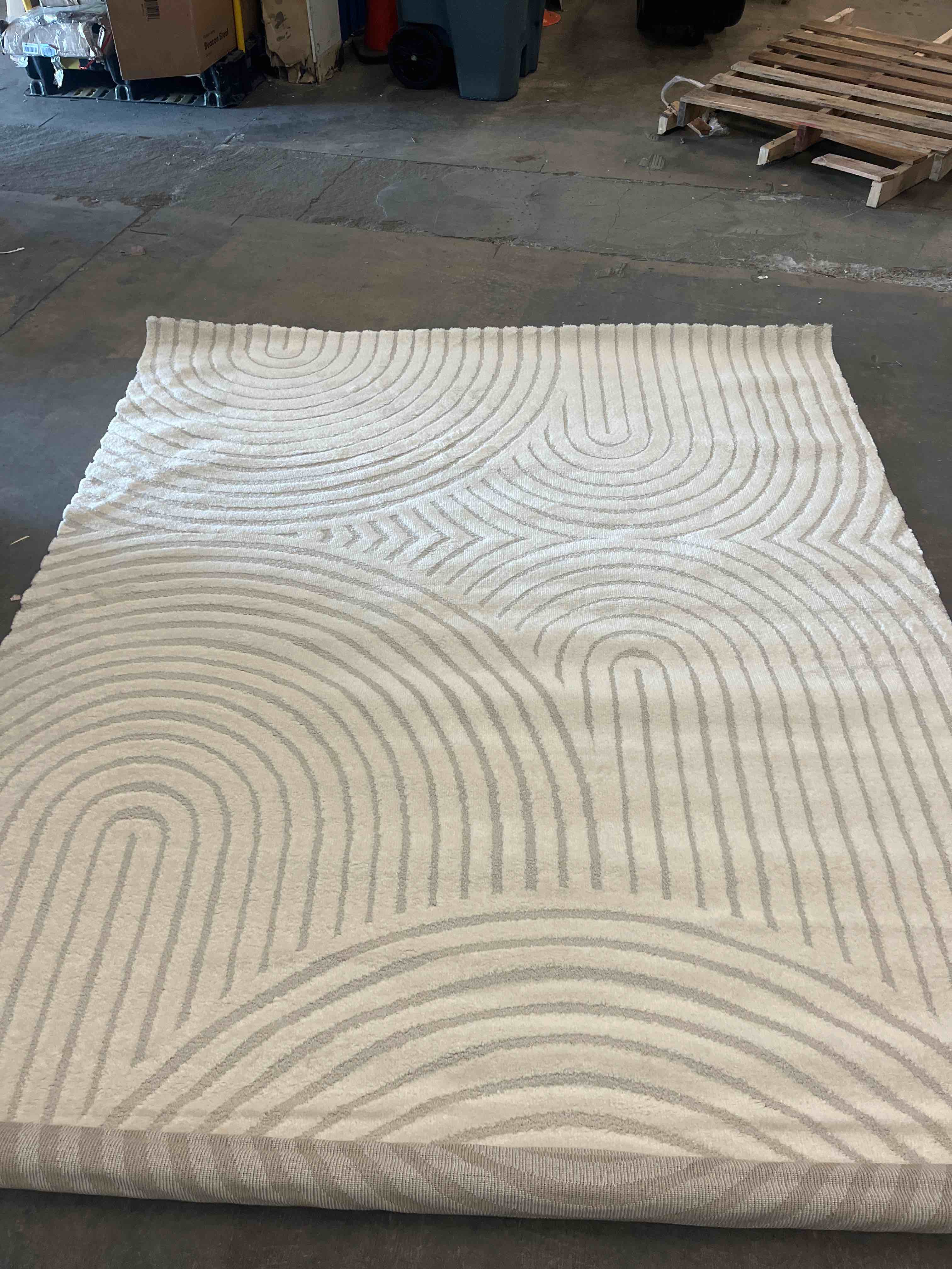 Condition photo showing Good Condition for Pauwer 5x7 feet Washable Area Rugs for Living Room Modern Beige Solid Color Soft Fluffy Rugs for Bedroom Non Slip Boho Accent Indoor Mat Floor Carpet Cover for Kids Room Dining Room Kitchen Office