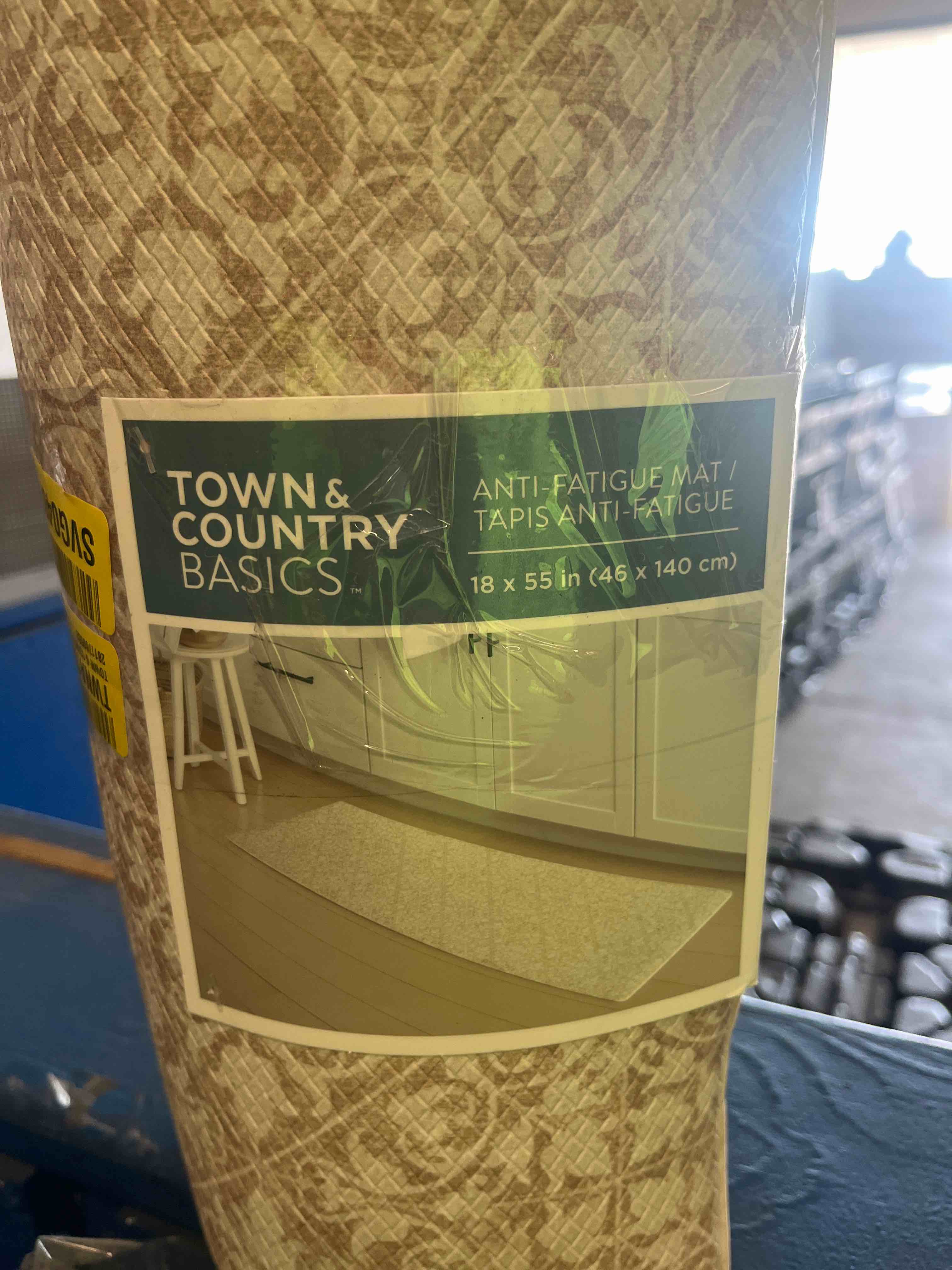Condition photo showing New/Like New for Town & Country Basics Comfort Plus Vintage Medallion Tile Anti Fatigue Comfort Mat, Kitchen Runner Mat, Standing Desk Mat, Dorm Room Rug, Non-Slip Backing, Beige, 18"x55"