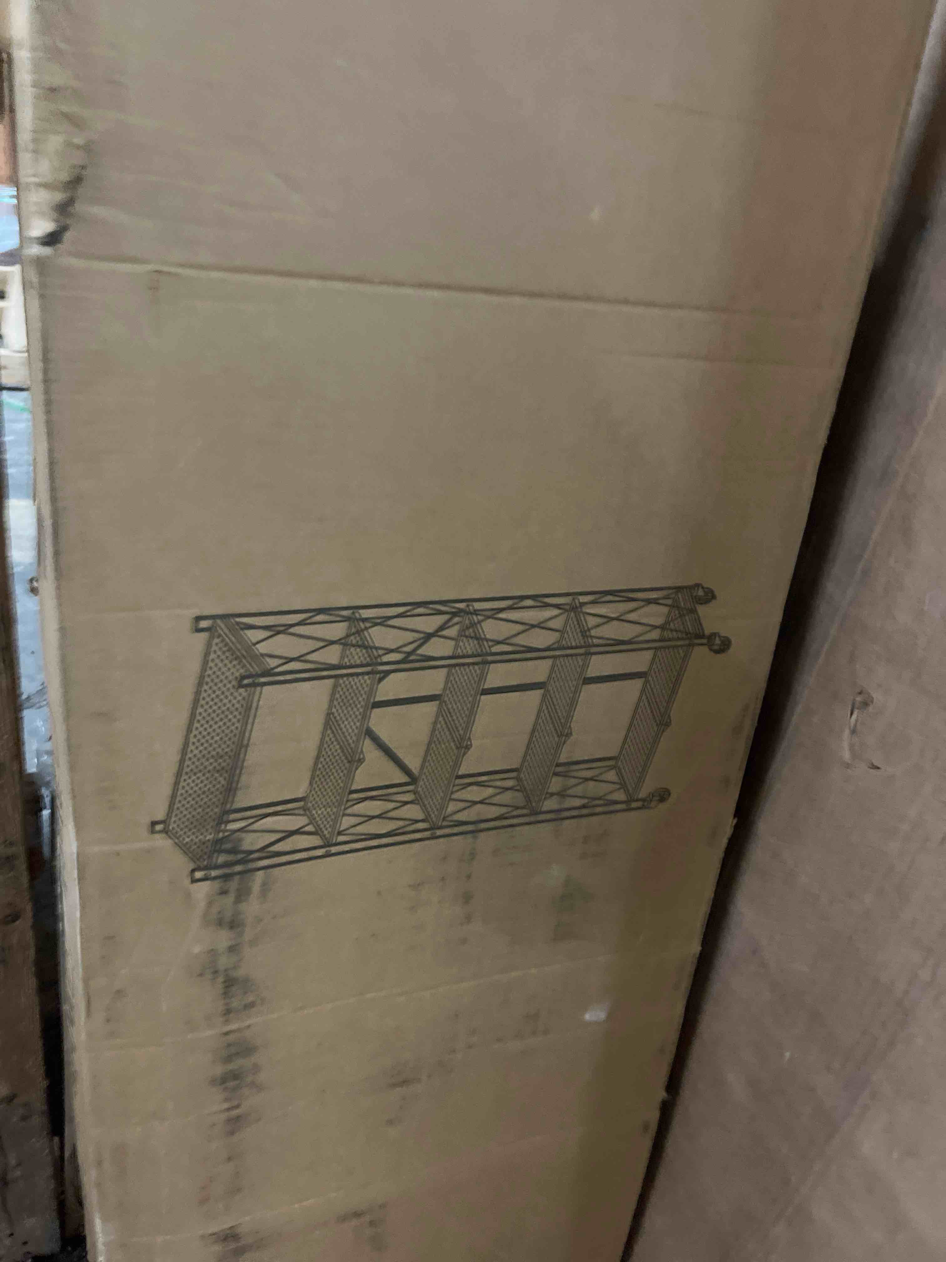 Condition photo showing Good Condition for 5 Tier Folding Shelf with Wheels,Metal Steel Collapsible Shelves,No Assembly Portable Shelves Organizer Rack,Rolling Standing Utility Rack for Kitchen, Pantry, Office, White