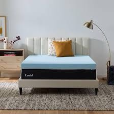 Condition photo showing New/Like New for LUCID 4 Inch Gel Memory Foam Mattress Topper, Ventilated Design, Ultra Plush, CertiPUR-US Certified, Queen, Blue