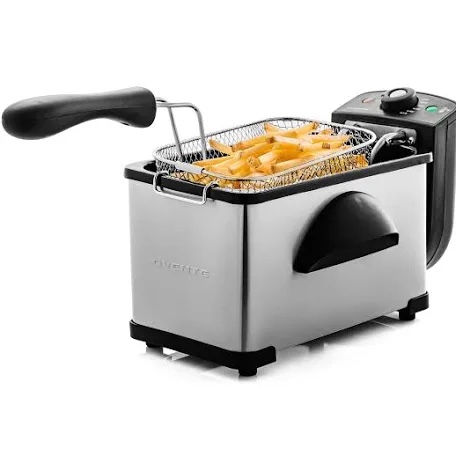 Condition photo showing New/Like New for OVENTE New Electric Deep Fryer 2 Liter Capacity  1500 Watt Lid with Viewing Window  Silver FDM2201BR