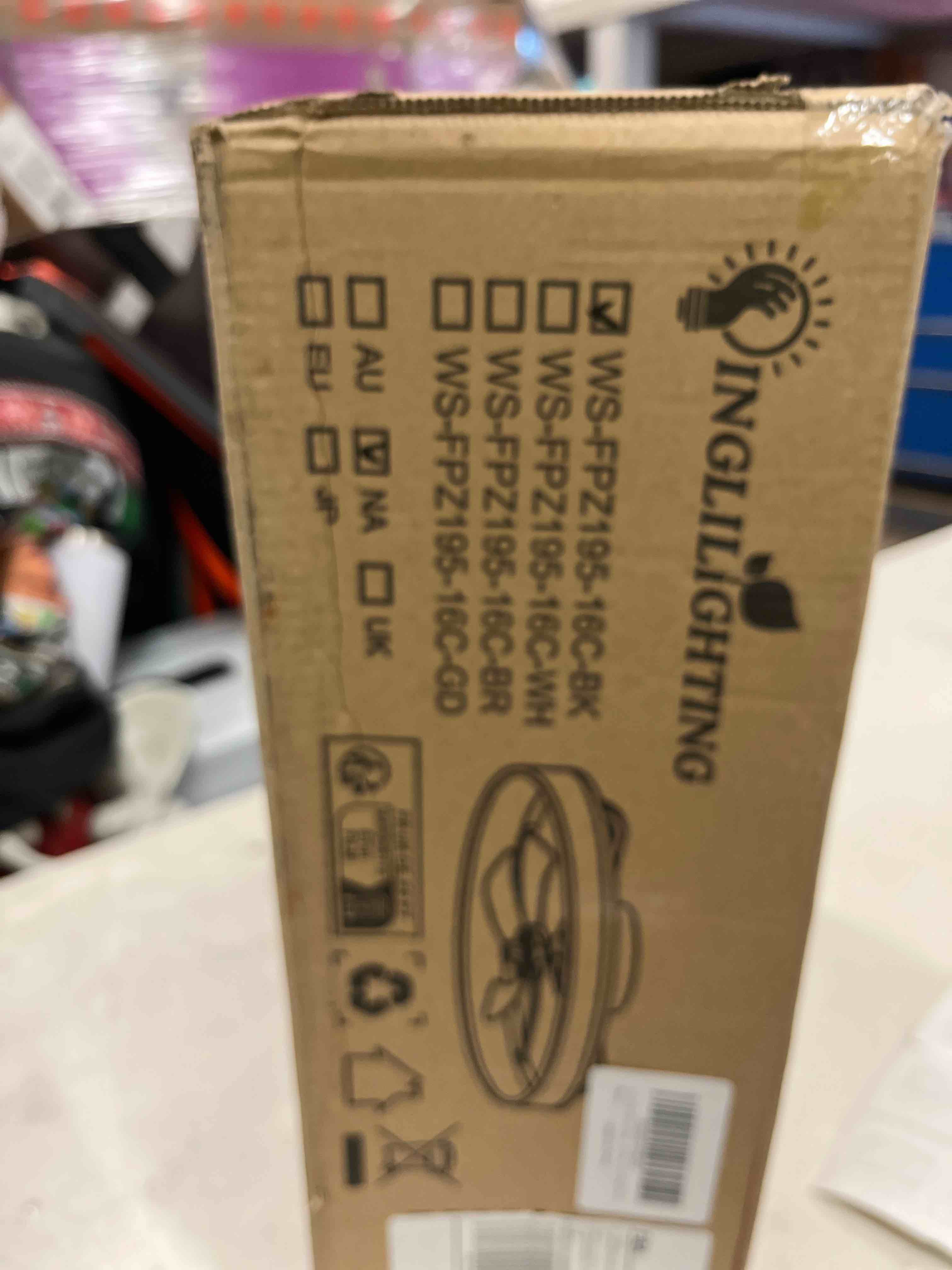 Condition photo showing New/Like New for DLLT LED Ceiling Fan with Light: 16" Modern Low Profile Flush Mount Fandelier with App & Remote Control - Dimmable Black Bladeless Fan Light Fixture for Bedroom Kids Room Living Room